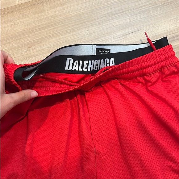 Balenciaga Red Athletic Shorts with Elastic Waistband - Picture 1 of 11